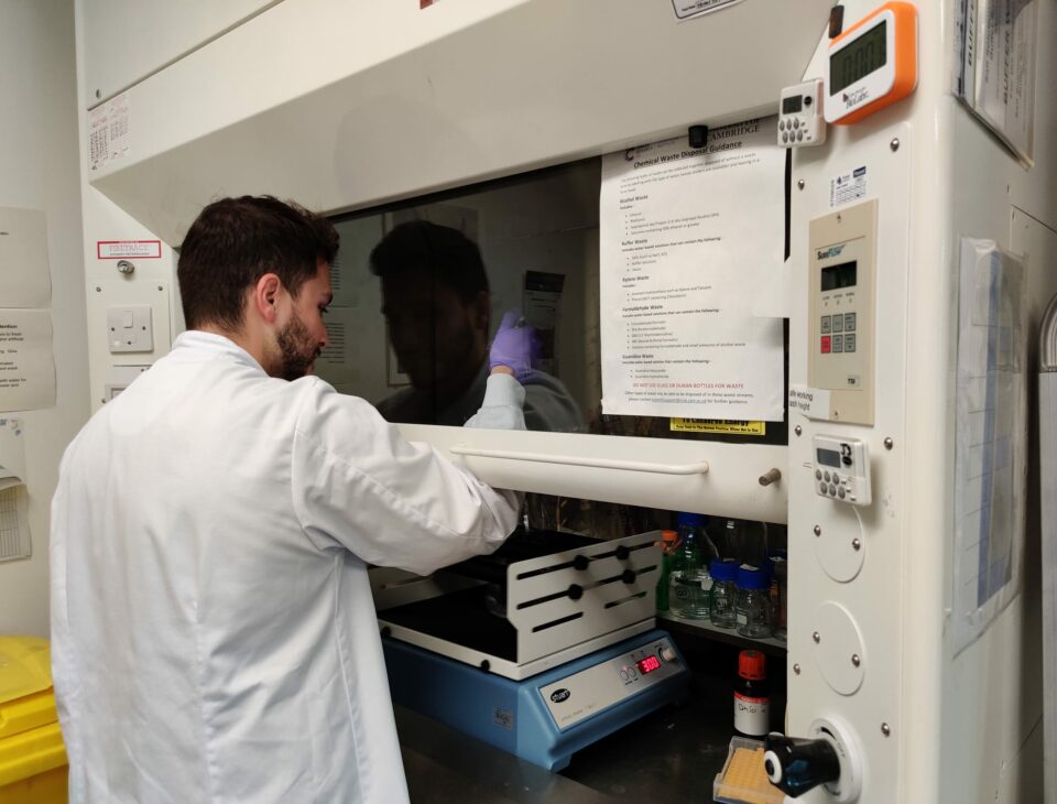 Vlasios Gourgiotis working in a laboratory.